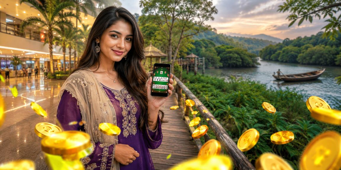 সুন্দরবনের চা বাগানে বিশ্রামের সময় মোবাইলে রামি খেলছেন একজন ব্যবহারকারী